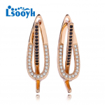 LSOOYH Clip K&otilde;rvar&otilde;ngad Roosa kullav&auml;rvi Moodne k&otilde;rvar&otilde;ngas Naistele Geomeetria Must Cubic Zirconia Stud K&otilde;rvar&otilde;ngad Ehted A