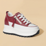 Fujin 7cm ehtsast nahast naiste vabaajajalatsid 7cm platvorm kiilud t&otilde;mblukk naiste naiste moed tossud turske kevad-s&uuml;gis kingad 34 punane