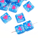 1 tk k&auml;sitsi maalitud v&auml;rviline klaast&auml;pp armastuse ruudukujulised helmed kaelakee jaoks k&auml;ev&otilde;ru k&otilde;rvar&otilde;ngad ehete valmistamiseks k&auml;sit&ouml;&ouml; tarvikud ihukarva