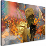 L&otilde;uendiprint Aafrika naine ja must kass 60x40 kuldne