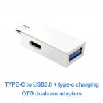 Fonken 2-in 1 Multifunktsionaalne OTG-adapter USB-C-USB3.0/USB2.0-t&uuml;&uuml;pi C-laadimiskonverter Huawei Samsungi jaoks Type-C To USB3.0+Type C valge