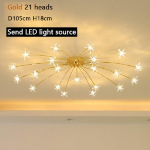 Postmodernses stiilis staar-laelamp kullast h&otilde;bedast mustast klaasist l&uuml;hter sobib magamistoa elutuppa 21 heads 3color dimming