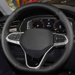 Auto roolikatte kate libisemiskindel nahast auto tarvikud Volkswageni VW Atlas Golf 8 Mk8 Polo Jetta Passat B9 Tiguan jaoks Black Thread