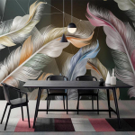 3D-foto V&auml;rvilised suled Lehed Magamistoa Tapeet Elutoa Taust Seinamaali Lausriidest Reljeefne Seinapaber 200 cm(W) x 140 cm(H)