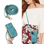 Crossbody kaelakee rihm Nahast kate Samsung A54 A14 A34 S23 Ultra S22 S21 Plus S20 rahakoti kaardihoidja telefonikott For Galaxy A34 5G roheline