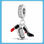 Berloque 925 Sliver Beads Naiste k&auml;ekott Huulepulk K&otilde;rged kontsad Kingad Dangle Charm sobivad Br&auml;ndi k&auml;ev&otilde;ru meisterdamine t&uuml;drukule kingitus