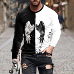 Pikkade varrukatega Meeste T-s&auml;rk 3D Anime Wing Print Suvine vabaajaline &Uuml;markaelusega T-s&auml;rk S&uuml;gisene t&auml;navar&otilde;ivad 2XL