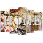 Viieosalise pildiga l&otilde;uendiprint Home Heart Shabby Chic 100x70 beež