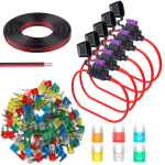 5 pakki 16 AWG kaitsmehoidja ATC/ATO reas autot&ouml;&ouml;stuse labad koos 60 tk miniautokaitsmetega 5A 10A 15A 20A 25A 30A ja 3,2 jalga 2 kontaktiga elektrijuhe Small Set