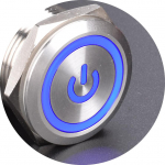 1 tk nuppl&uuml;liti metallist veekindel lukustus hetkeline LED-valgus auto mootori toitel&uuml;liti sinine punane HMM sinine