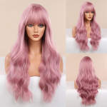 BLONDE UNICORN 24 tolli roosad pikad lainelised lokkis juuksed tukkidega Elegantne ja moodne s&uuml;nteetiline parukas naistele
