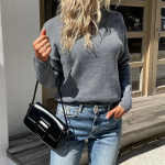 YYFS naistemood vabaaja &uuml;hev&auml;rvilised s&uuml;gistalvised pikkade varrukatega O-kaelusega pulloverid ja pikad varrukad S tumehall v&auml;rv