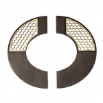 K&auml;rgstruktuuriga 20,32 cm messingist uksek&auml;epideme paar, messingist peaukse k&auml;epidemed, peaukse ukselingid 2 tk.