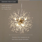 Moodne Crystal Dandelion Chandelier valgustusega ripplamp elutoa s&ouml;&ouml;gitoa kodukaunistamiseks 8 headlights kuld