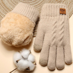 Naiste paksendatud kahekihilised silmkoelised kindad pluss sametist soojad kindad &uuml;hev&auml;rvilised l&uuml;hikesed elastsed kindad One size tumesinine v&auml;rv