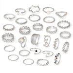 28-osaline h&otilde;bedane elegantne vintage s&otilde;rmuse komplekt, avatud p&auml;rliga boheemlaslik &uuml;llas naine, seksikas &otilde;&otilde;nsad s&otilde;rmused s&uuml;nnip&auml;evaks &otilde;htus&ouml;&ouml;gi lehtedega s&otilde;rmuse komplekt, kingitus h&otilde;be