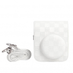 Vintage kaamerakoti malelaua disain P&otilde;rutuskindel veekindel &otilde;larihmaga kunstnahast kaitse&uuml;mbris Polaroid Mini12 jaoks valge