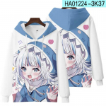 HOLOLIVE Vtuber Gawr-gura 3D Print Meeste/naiste T-s&auml;rk T&auml;navar&otilde;ivad Kawaii Ts&auml;rk Kapuutsiga t&otilde;mblukuga dressipluus Riided XXXL