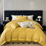 Luksuslik tikandiga voodipesukomplekt 600TC Egiptuse puuvillast tekikott, lame/paigutatud lina, &uuml;heinimesevoodiga kaheinimesevoodi, kuninganna tekikattega padjap&uuml;&uuml;r Flat Bed Sheet&Queen Size 4pcs