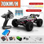 Uus Rc Car Off Road 4x4 suure kiirusega 75 km/h kaugjuhtimispuldiga auto LED-esituledega Harjadeta 4WD 1/16 Monster Truck m&auml;nguasjad poistele kingitus 1 battery punane