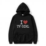 I Love TV Girl T s&auml;rk Art Esteetiline graafiline kapuuts Unisex naiste &uuml;lisuure kapuutsiga dressipluus Unisex kvaliteetsed mood kapuutsid L