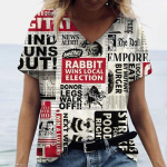 Hip Hop naiste T-s&auml;rk 3D ajaleheprindiga T-s&auml;rk naistele Vaba aeg Mood l&uuml;hikeste varrukatega t&auml;navar&otilde;ivad Naiste riided Uus 3XL