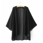 Naiste seksikas &scaron;ifoonist mantel jakk Cape Shawl rannariided hipi kimono topid S must