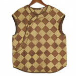 Johnature naiste ruudulised vestid Vintage linased mantlid O-kaelusega n&ouml;&ouml;biga pluss puuvillane vest M kohv