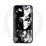 Iphone XR Sangoku Naruto Luffy &uuml;mbris &uuml;hes t&uuml;kis Dragon Ball Z mustvalge taustaga anime manga