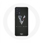 Coque pour Samsung Galaxy A13 4G / A13 4G Lite Vikings S&eacute;rie Saison 6 logo V Ep&eacute;e Gris Fond Noir