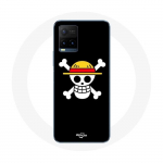 Coque pour Vivo Y21s 2021 / Y21 2021 One Piece Manga Tete de Mort Fond Noir