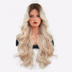 Uued naiste parukad T-osa pitsist parukad Waves mitmev&auml;rvilised pitsilised t&auml;ispeakatted ilukaunistusega parukad 70cm 28Inch plaatina