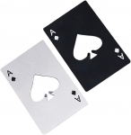 Ace Of Spades pudeliavaja, krediitkaardi suurusega pokkeri korgiavaja, kaasaskantav roostevabast terasest konserviavaja (2 pakk must ja h&otilde;be) 2 Pieces