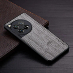 &Uuml;mbris Oneplus 12 5G funda bambusest puidumustriga Nahast telefonikaas Luksuslik coque Oneplus 12 &uuml;mbrisele for Oneplus 12 5G must