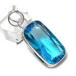 Natural Blue Topaz Gemstone Handmade 925 Sterling Silver Gift Pendant 1.81 t7d50