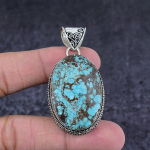 Natural Tibetan Turquoise Gemstone 925 Sterling Silver Gift Pendant 2.17 u8s14