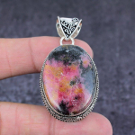 Natural Rhodonite Gemstone Handmade 925 Sterling Silver Gift Pendant 2.17 f8y86