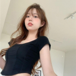 Suvine Korea mood Y2K T-s&auml;rk Naiste Jaapani ruudukujulise kaelusega seksikas crop top Naiste korsetts&auml;rk Vintage valge T-s&auml;rk Riidest S must