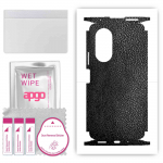 apgo Protective Skin Sticker for the back+sides compatible with Honor 50 SE, Full Wrap Film, Foil, Vinyl - Pattern Black Leather