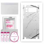 apgo Protective Skin Sticker for the back+sides compatible with Samsung Galaxy Z Flip4, Full Wrap Film, Foil, Vinyl - Pattern White Marble