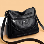 Naiste uus emakott Lihtne ja moodne &otilde;lakott Pehmest nahast keskealiste naiste suure mahutavusega Crossbody kott Tide 27*11*23cm must