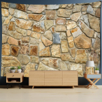 3D-printimine V&auml;rviline kivist puidust seinavaibad Tapiz Hippie ps&uuml;hhedeelne taustaga seinakaunistusriie 400x220cm