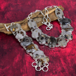 Rock Calci v&auml;&auml;riskividest ehted, 925 sterlingh&otilde;bedast k&auml;ev&otilde;ru ja kaelakee ehtekomplekt Ehtne k&auml;sitsi valmistatud ehtekomplekt talle Adjustable With 8"-18" pruun