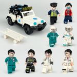 Valge meditsiinilise p&auml;&auml;steauto kanderaami tarvikud Kiirabi Laste ehitusklotsid M&auml;nguasi Kingitus