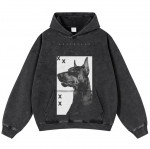 Streetwear Dobermanni graafikaga pestud must &uuml;legabariidiline unisex pikkade varrukatega dressipluus S must