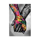 Abstraktne pop-grafitikunst k&auml;est kinni hoidev V&otilde;idu &otilde;limaal l&otilde;uendil Seinakunsti plakatitr&uuml;kised elutoa kodukaunistuseks Cuadros 21x30cm No Framed