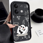 Xiaomi Poco F6 X6 X5 13t 11t Redmi Note 13 12 11 Pro Panda mustriga p&otilde;rutuskindel silikoonist pehme objektiivi kaitse&uuml;mbrise kate jaoks Xiaomi Poco X5 Pro