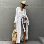 Rannakatted naiste kimono, suvised v&ouml;&ouml;ga m&auml;hitud kleidid, soliidsed ujumisriided, keeb puhkuseks m&otilde;eldud ujumiskost&uuml;&uuml;mid One Size valge