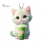 Piimatee Kassi rippuv kaunistus helmeketiga Kahepoolne akr&uuml;&uuml;list 2D multikas kassipoegade auto tahavaatepeegli rippuv ehisripats roheline