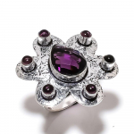 Amethyst Gemstone Handmade 925 Sterling Silver Jewelry Ring Size 10 y0e39